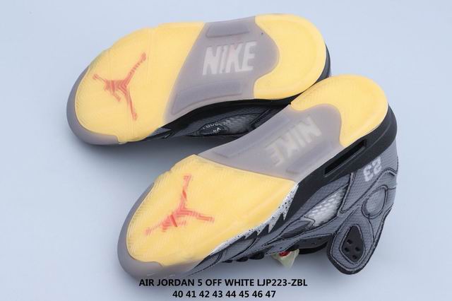 Air Jordan 5 Men Shoes Grey OFF White;